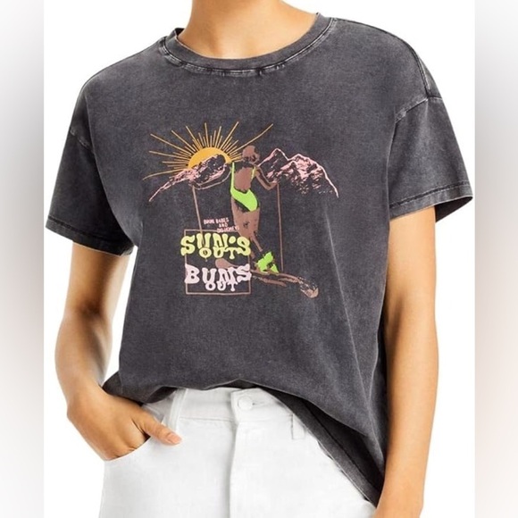 Paige Ryo Graphic Retro Ski Artwork Short Sleeve T-Shirt - Grey Acid Wash - Picture 1 of 4